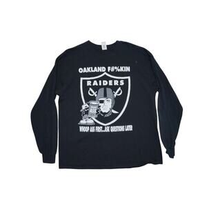 Vintage Oakland Raiders Graphic Long Sleeve T-Shirt – Size XL – Whoop Ass First